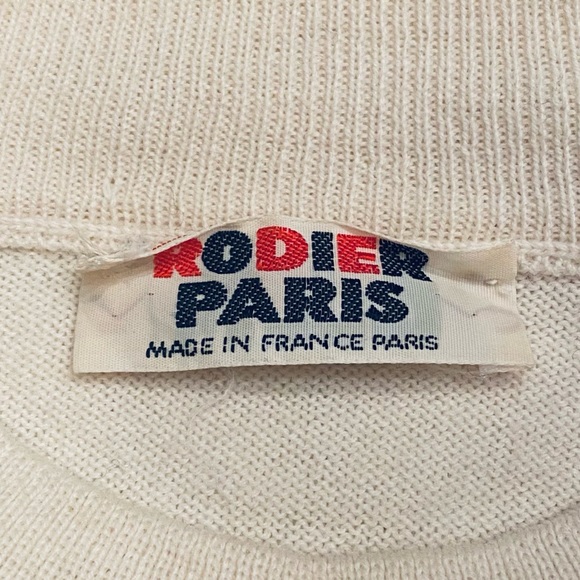Vintage Rodier Paris Wool Blend Sweater Mock Neck Cream Pullover Made In France - Picture 2 of 5